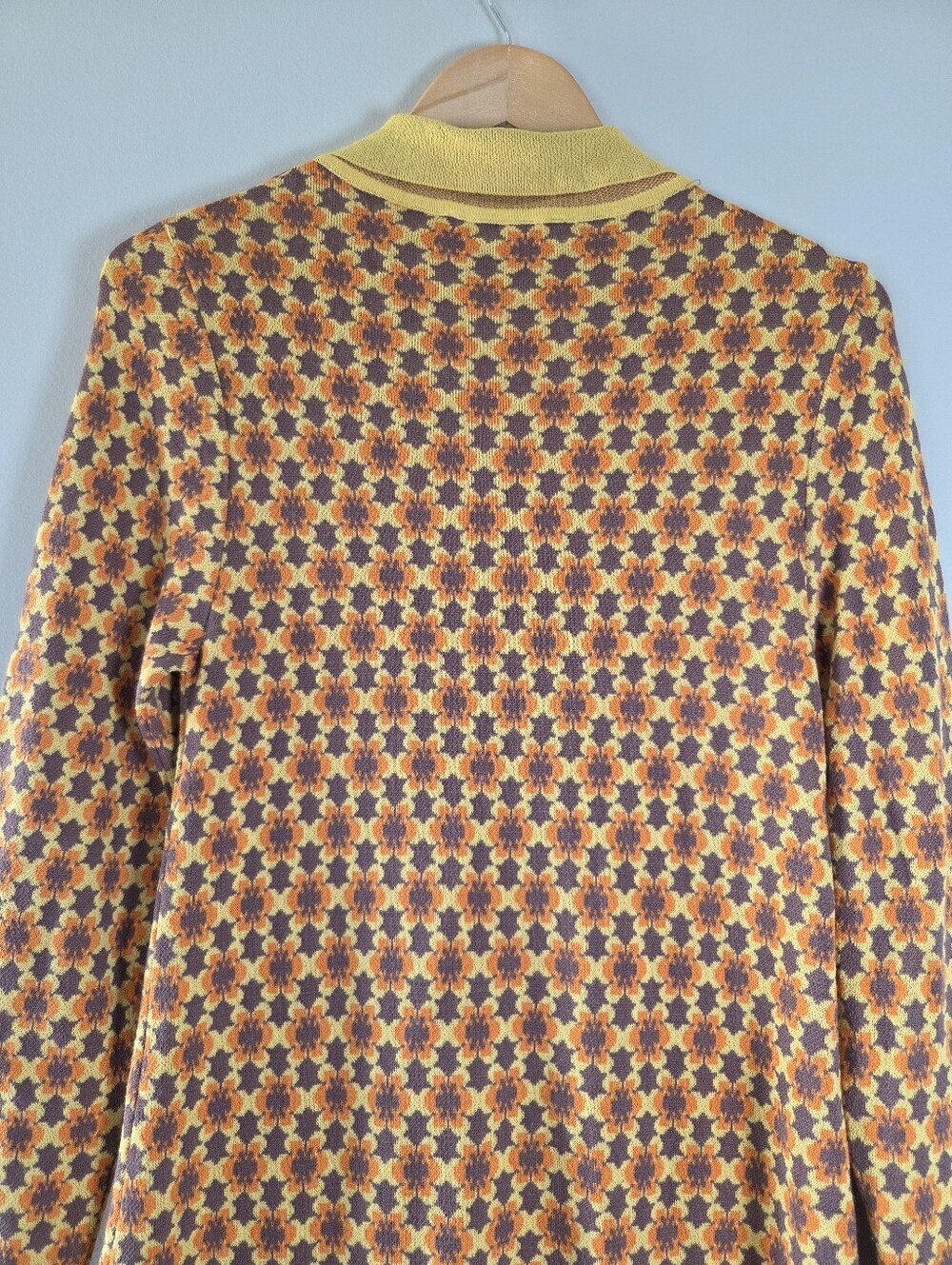 ZARA Women's Retro Vintage Floral Jacquard Knit Mini Dress Orange Brown Small - Picture 12 of 15